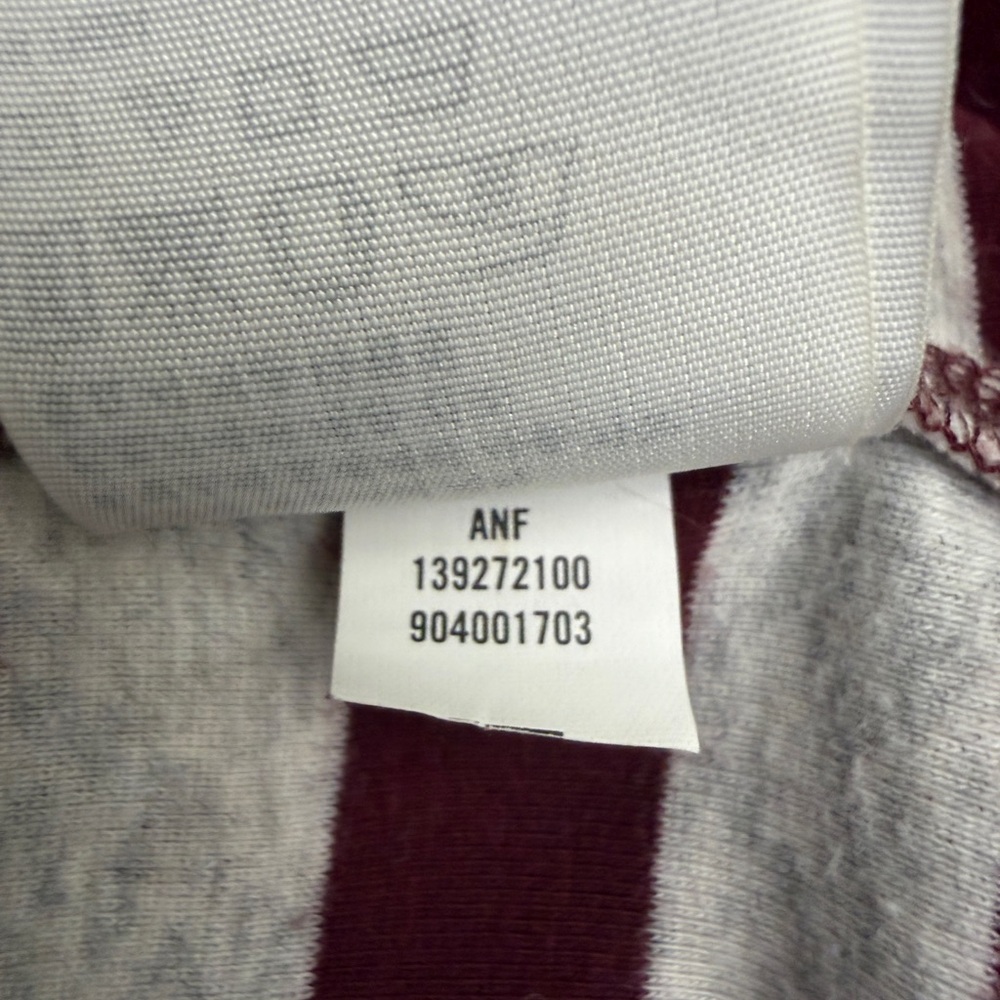 Abercrombie & Fitch Y2K long sleeve babydoll shirt - stripes - maroon red/gray M - Picture 7 of 9
